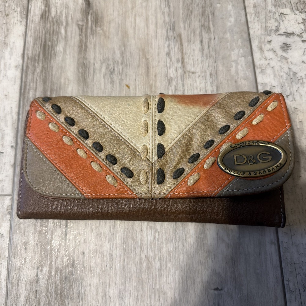 Vintage Dolce & Gabbana Women's Wallet Brown Leather